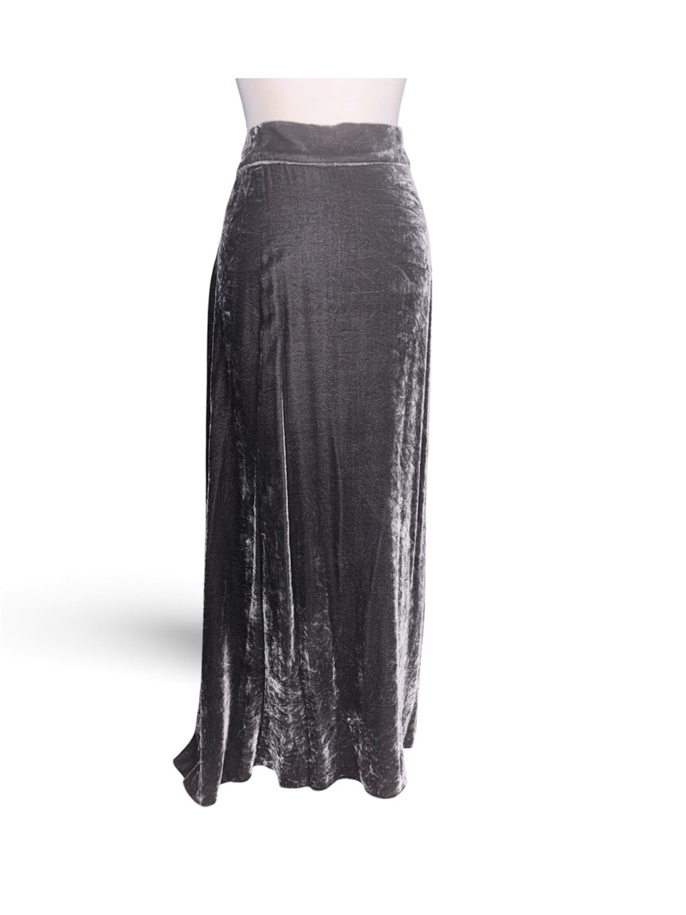 Soft Surroundings Silver Charcoal Velvet Maxi Skirt